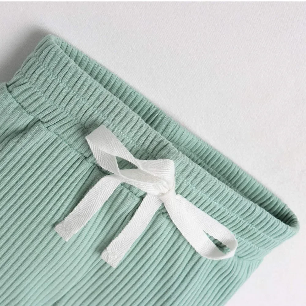 Long Sleeve Knitted Cotton Onesie Romper & Pants Mint Green 6-12 months